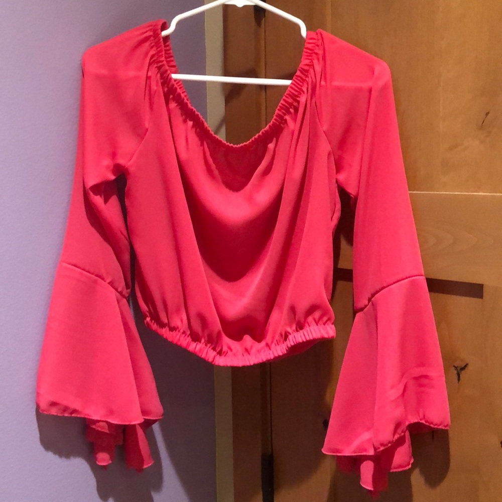 Sheer off the shoulder crop top